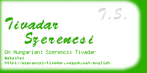 tivadar szerencsi business card